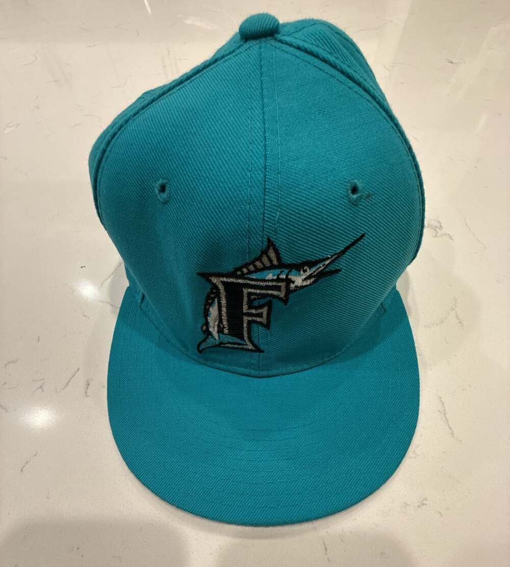 Vintage 90s New Era Diamond Collection Florida Marlins Fitted Hat Size 7 5/8